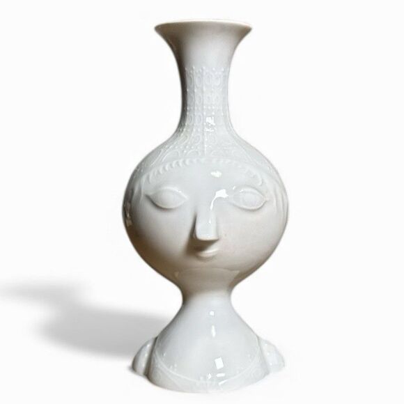 Rosenthal Germany White Porcelain Face Bud Vase Pitcher Mid-Century Art Deco VTG - Picture 2 of 8